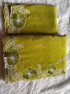 Elegant Embroidered Saree with work blouse piece