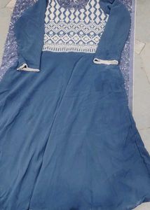 Elegant Blue Embroidered Dress