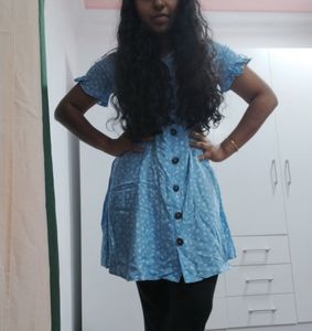 Blue Floral Button-Down Dress