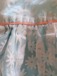 Beautiful Cyan Floral Kids Frock