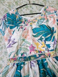 Floral Print Ethnic style Gown Party