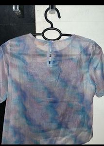 Sheer Blue Tie-Dye Top