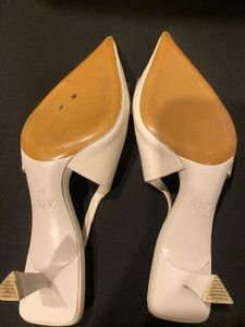 Zara white heeled slingback shoes