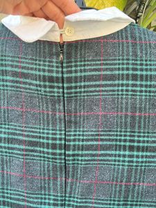 Plaid Woollen Dress With Collar