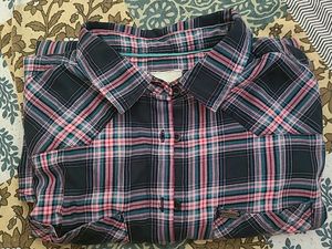 Max Women Pink &amp; Blue Regular Fit Checked Casual Shirt