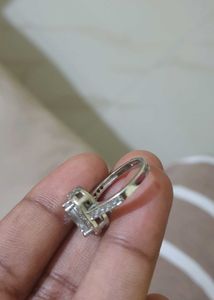 Silver Plated AD Studded Square Shape Ring