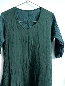 Dark Green Chikankari Kurti
