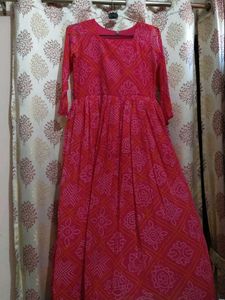Pink Printed Anarkali  💕