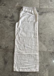 Women&#39;s White Wide-Leg Elastic Waist Pants