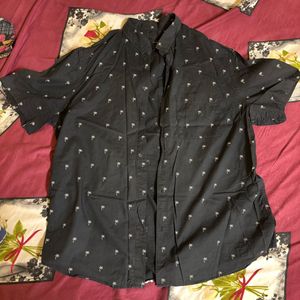 Palm Tree Print Button-Down Shirt