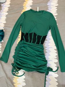 Green Ribbed Bodycon Dress