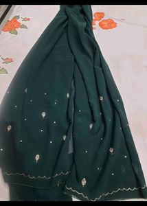 Bottle Green Zari Work 2.5 Mtr Dupatta
