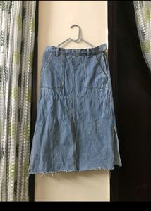 Highwaisted Denim Skirt with Slits (Waist- 30)