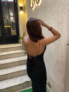 Sleek Black Slip Dress