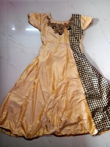 Anarkali Party Wear Golden Kurthi