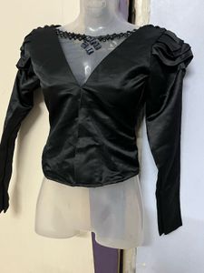 Pintrest silk designer party wear black top