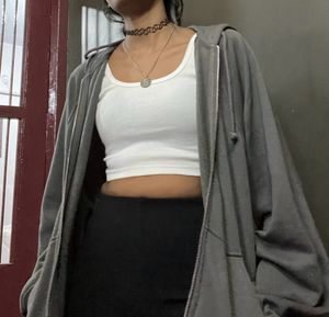 White Ribbed Crop Tank Top