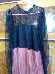 Athena Light Pink And Black Color Blocked Dress XL