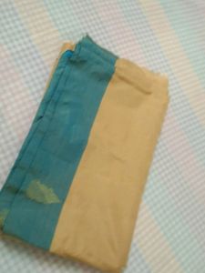 Silk Saree With Blouse , Colour -  Cream &amp; Green Border
