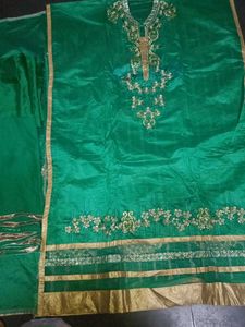Green &amp; Gold Embroidered Dress