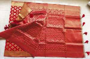Red Banarasi Silk Dupatta