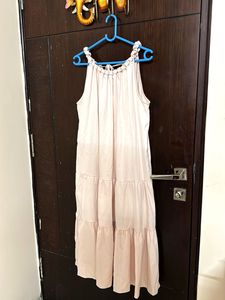 Casual Light Peach Tiered Mini Dress