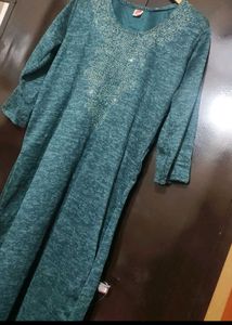 Sea Green Winter Kurta Plazo Set For 42 Bust