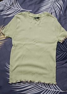 Green Ribbed Knit Tee