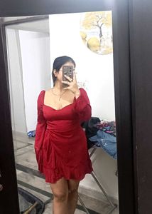 Red Long Sleeve Mini Dress