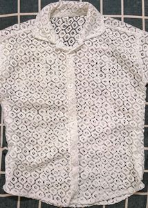 Self Design Casual White Shirt