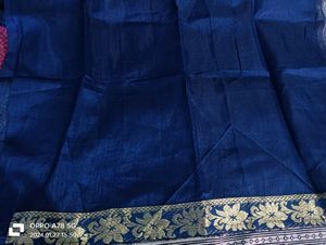 Navy Blue Complete Saree With Fall And Piko