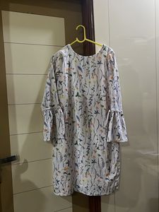 Floral Print Dress with Ruffle Sleeves