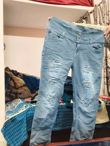 Ripped High-Waisted Jeans