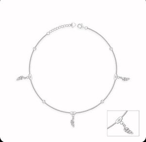 Giva 925 Real Silver Zircon Leaf Anklet(2 Pieces)