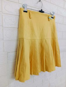 Pleated Yellow Mini Skirt