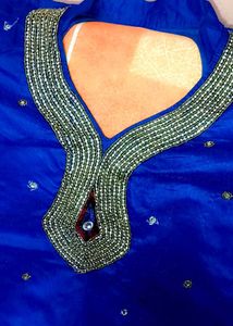 Electric Blue Chandheri Silk Kurti🌟
