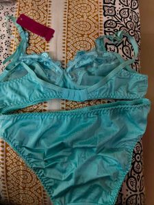 Aqua Lace Bra &amp; Panty Set