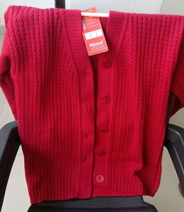 Red Cashmere Wool Cardigan