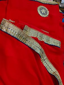 Red Beautiful Work Saree