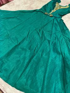 Teal Evening Gown with Heavy Work