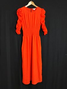 Dark Orange Round Neck Long Dress (Women)
