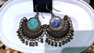 Vintage-Inspired Teal Accent Earrings