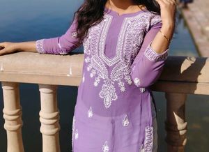 Lavender Embroidered Kurti