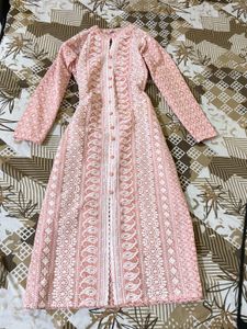 peach chikankari kurti🎀