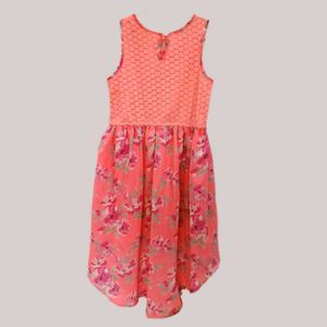 Elegant Peach-Pink Floral Dress