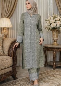 Woollen Green Suit With Shawl