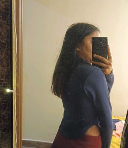 Casual Blue Long Sleeve Top