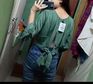 Olive Green Bell Sleeve Top