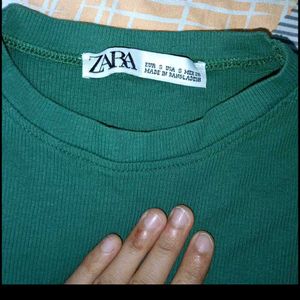 Zara Green Ribbed Top