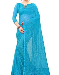 Cyan Net Saree